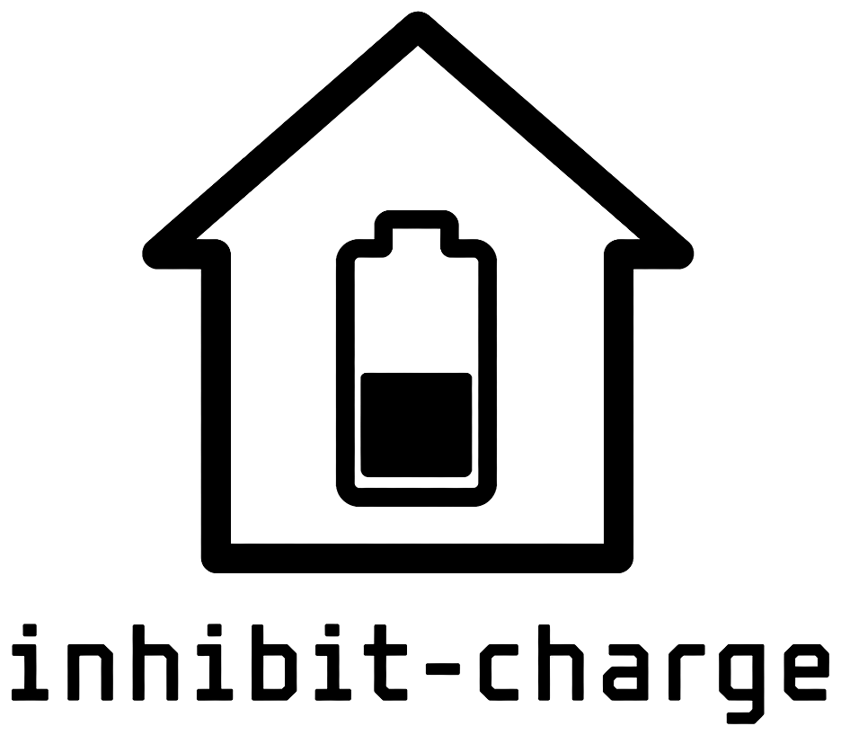 inhibit-charge logo: a battery inside a small house
